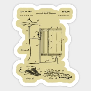 Drum Instructor Gift - Drum Kit Patent Art 1951 Sticker